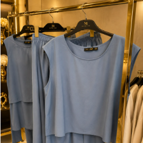 Blue two-piece knit set